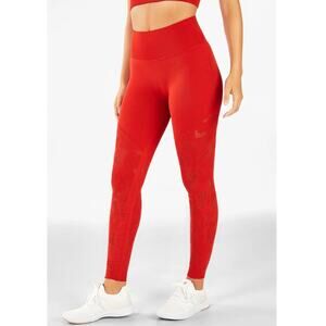 Fabletics Leggings Women‎ X Small Red Pink High Waisted SculptKnit Camo Legging